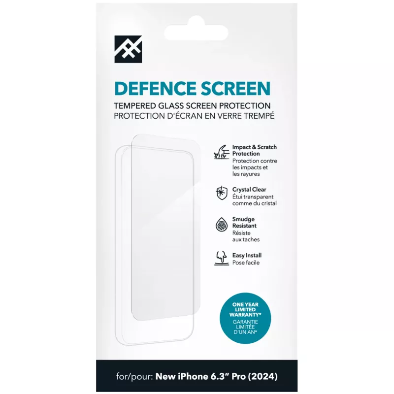 IFROGZ IF Defence Glass Apple iPhone 16 Pro Screen INTL, Apple, iPhone 16 Pro, Triecienizturīgs, Eļļas izturīgs, Skrāpējumizturīgs, Caurspīdīgs, 1 gab.