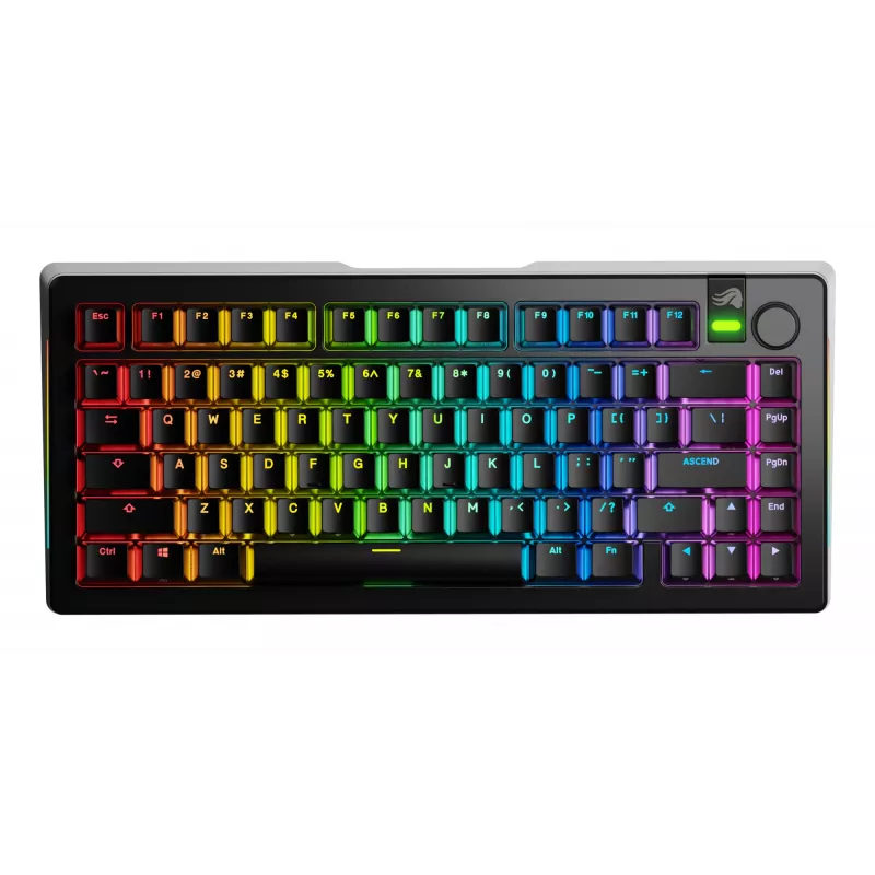 Glorious Gaming GMMK 3 PRO 75% Prebuilt Wireless Melns - US, vadu un bezvadu, USB + RF bezvadu + Bluetooth, mehāniska, QWERTY, RGB LED, melna