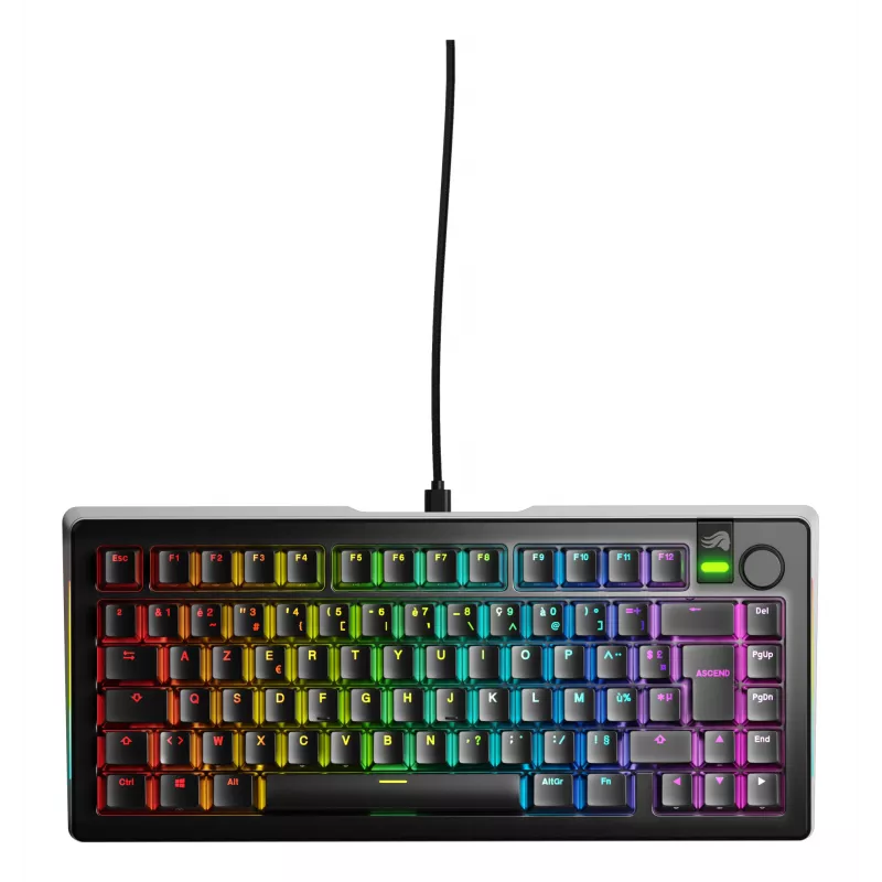 Glorious Gaming GMMK 3 PRO 75% Prebuilt Wired Melns - FR, vadu, USB, mehāniska, AZERTY, RGB LED, melna