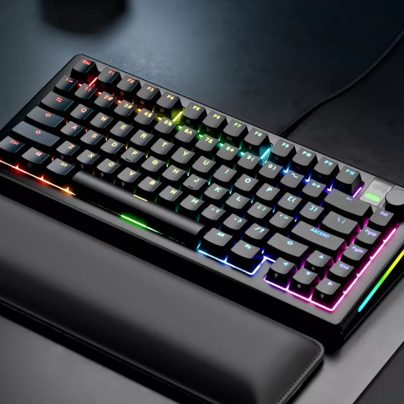 Glorious Gaming GMMK 3 PRO 75% Prebuilt Wired Melns - FR, vadu, USB, mehāniska, AZERTY, RGB LED, melna
