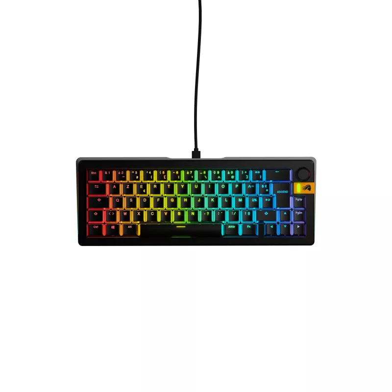 Glorious Gaming GMMK 3 HE 65% Prebuilt Wired Melns - FR, vadu, USB, mehāniska, AZERTY, RGB LED, melna