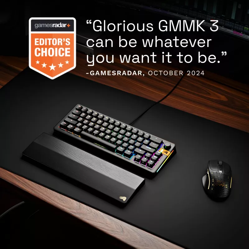 Glorious Gaming GMMK 3 HE 65% Prebuilt Wired Melns - FR, vadu, USB, mehāniska, AZERTY, RGB LED, melna