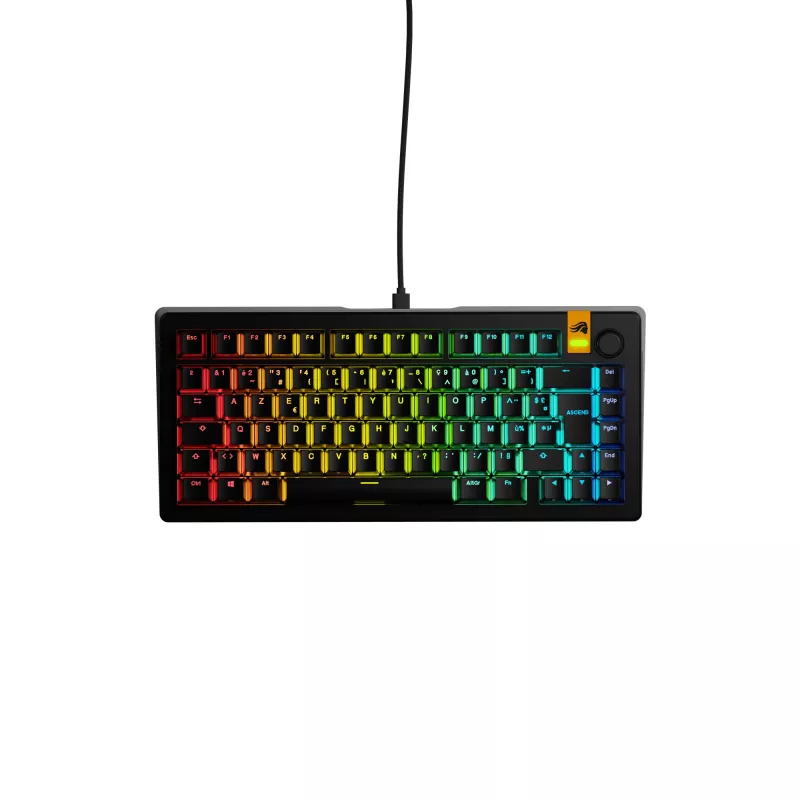 Glorious Gaming GMMK 3 HE 75% Prebuilt Wired Melns - FR, vadu, USB, mehāniska, AZERTY, RGB LED, melna