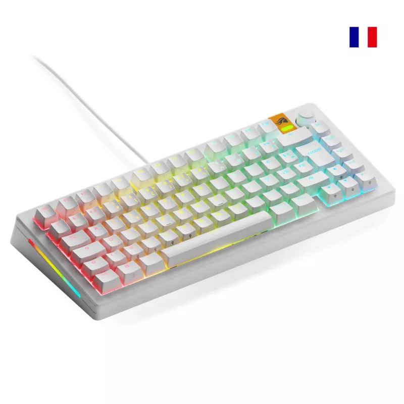 Glorious Gaming GMMK 3 HE 75% Prebuilt Wired balta - FR, vadu, USB, mehāniska, AZERTY, RGB LED, balta