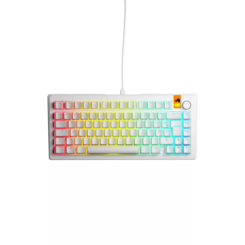 Glorious Gaming GMMK 3 HE 75% Prebuilt Wired balta - FR, vadu, USB, mehāniska, AZERTY, RGB LED, balta
