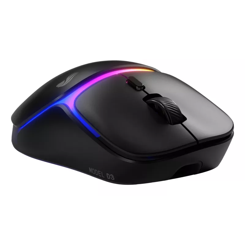 Glorious Gaming Model D3 Wireless Gaming pele - InfinitePlay nomaināmo bateriju sistēma, 8k aptaujas frekvence, 130M klikšķu optiskie slēdži, īpaši viegla 69g, 30K DPI optiskais sensors, RGB - melna