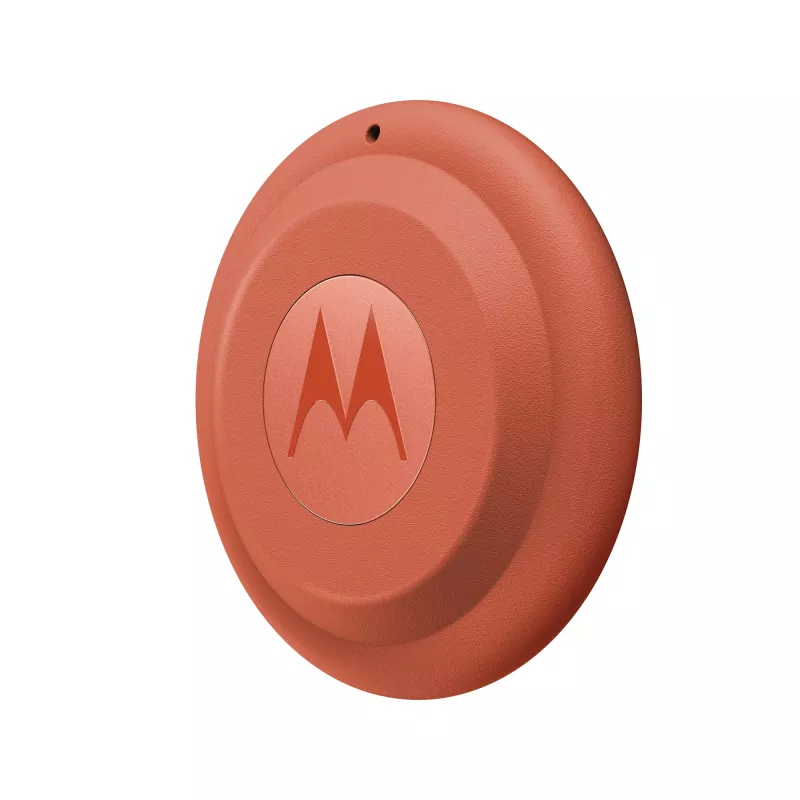 Motorola moto tag 2 — universāls izsekotājs, oranžs, CR2032 baterija, līdz 14400 h, 7.4 g, Ø 31.9 mm, 8 mm