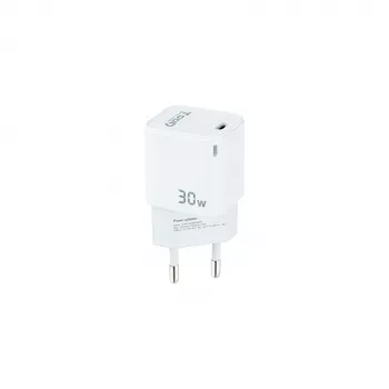 TooQ GAN USB-C/PD sienas lādētājs 30 W, balts, iekštelpām, maiņstrāva, balts