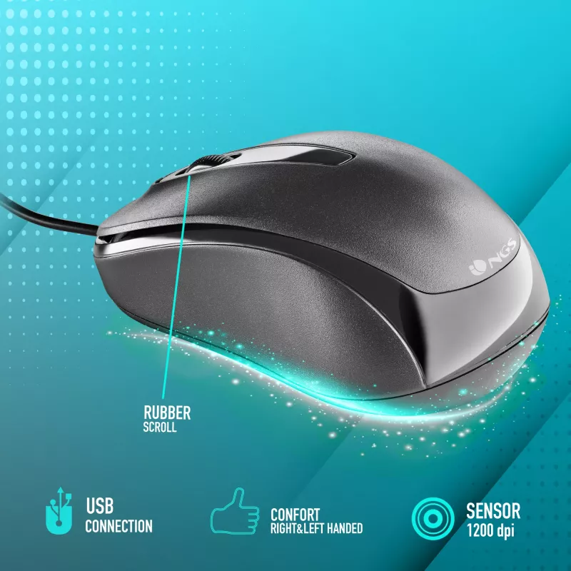 NGS EASY DELTA pele Biroja Piemērota abām rokām USB A tipa Optiskā 1200 DPI