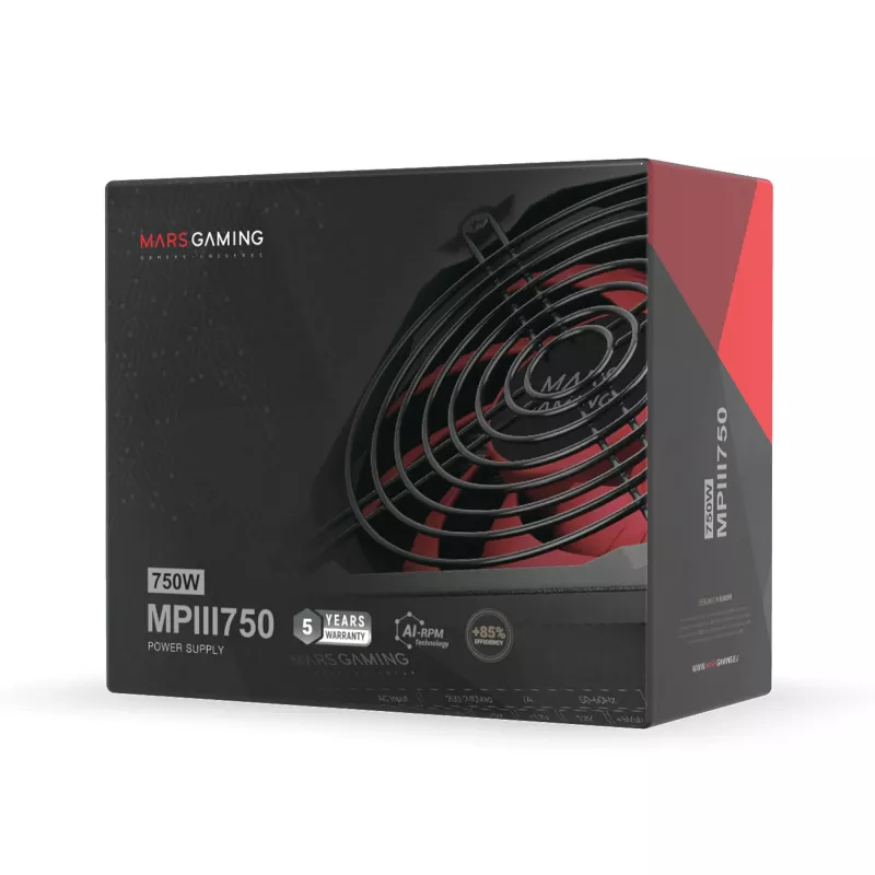 Mars Gaming MPIII750 PC barošanas bloks 750 W ATX 85% efektivitāte 5 gadu garantija