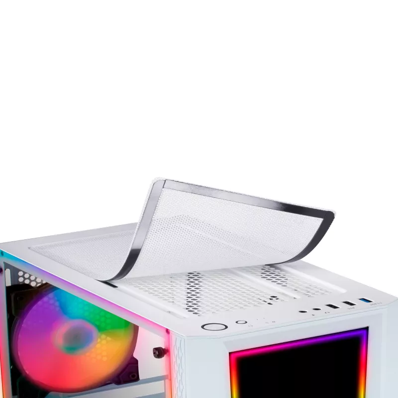 Mars Gaming MC-ART balta ATX spēļu datora korpuss ar abpusēji zīmējamu rūdīto stiklu, ARGB 12 režīmu 12 cm ventilators