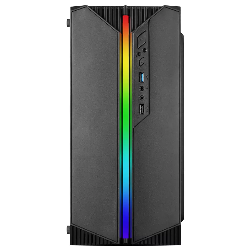 Mars Gaming MC-S1 Melns Kompakts Micro-ATX Spēļu Datora Korpuss ARGB Apgaismojums 12 Režīmi FRGB Ventilators Pilnībā Sānu Logs