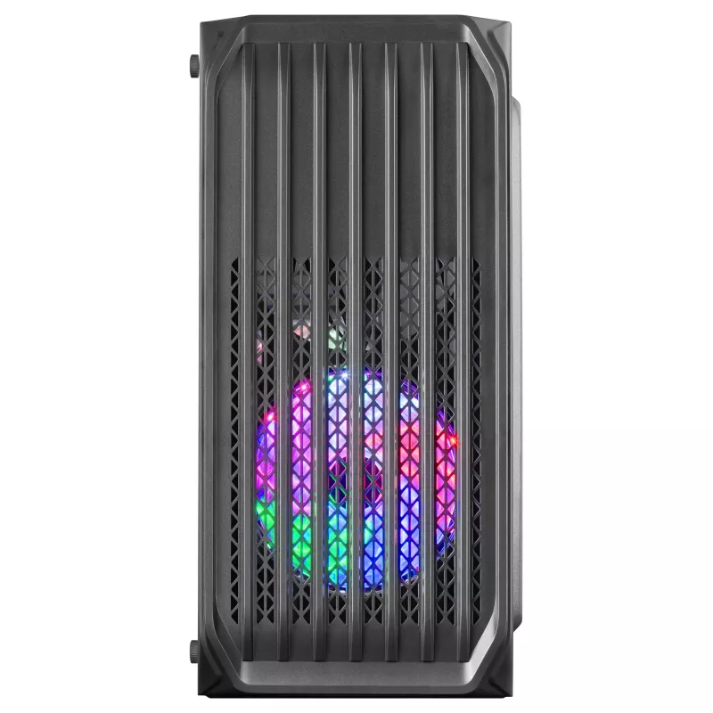 Mars Gaming MC-S2 Melns Kompakts Micro-ATX Spēļu Datora Korpuss ar 2 FRGB Varavīksnes Ventilatoriem, Priekšējo Resti un Pilna Izmēra Sānu Logu