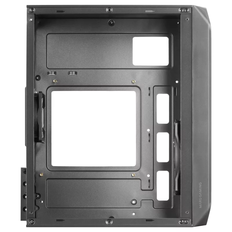Mars Gaming MC-S2 Melns Kompakts Micro-ATX Spēļu Datora Korpuss ar 2 FRGB Varavīksnes Ventilatoriem, Priekšējo Resti un Pilna Izmēra Sānu Logu