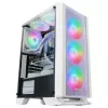 Mars Gaming MC-C balta PC ATX korpuss ar metāla sieta priekšējo paneli, rūdīta stikla logu un 3 priekšējiem FRGB 120 mm ventilatoriem