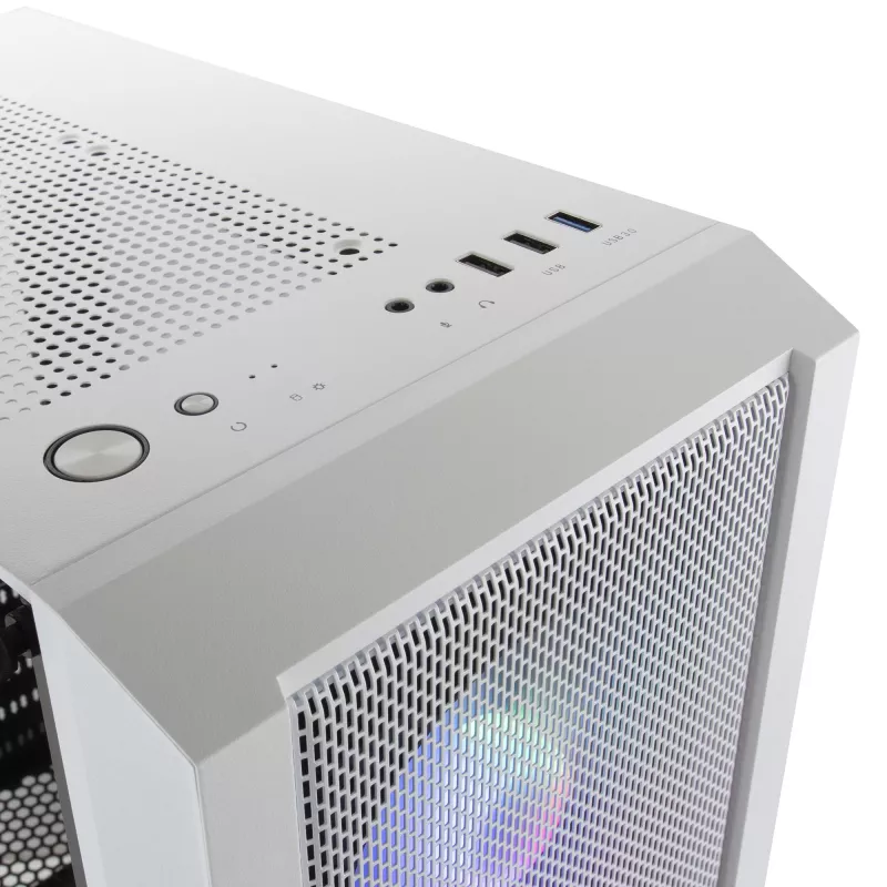 Mars Gaming MC-C balta PC ATX korpuss ar metāla sieta priekšējo paneli, rūdīta stikla logu un 3 priekšējiem FRGB 120 mm ventilatoriem