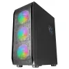 Mars Gaming MC-KX melns, augstākās klases E-ATX spēļu tornis FREEZER CPU sistēma, 5 īpaši klusi ARGB ventilatori, ARGB kontrolieris un RF kontrolieris, sieta priekšpuse