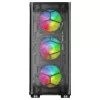 Mars Gaming MC-KX melns, augstākās klases E-ATX spēļu tornis FREEZER CPU sistēma, 5 īpaši klusi ARGB ventilatori, ARGB kontrolieris un RF kontrolieris, sieta priekšpuse