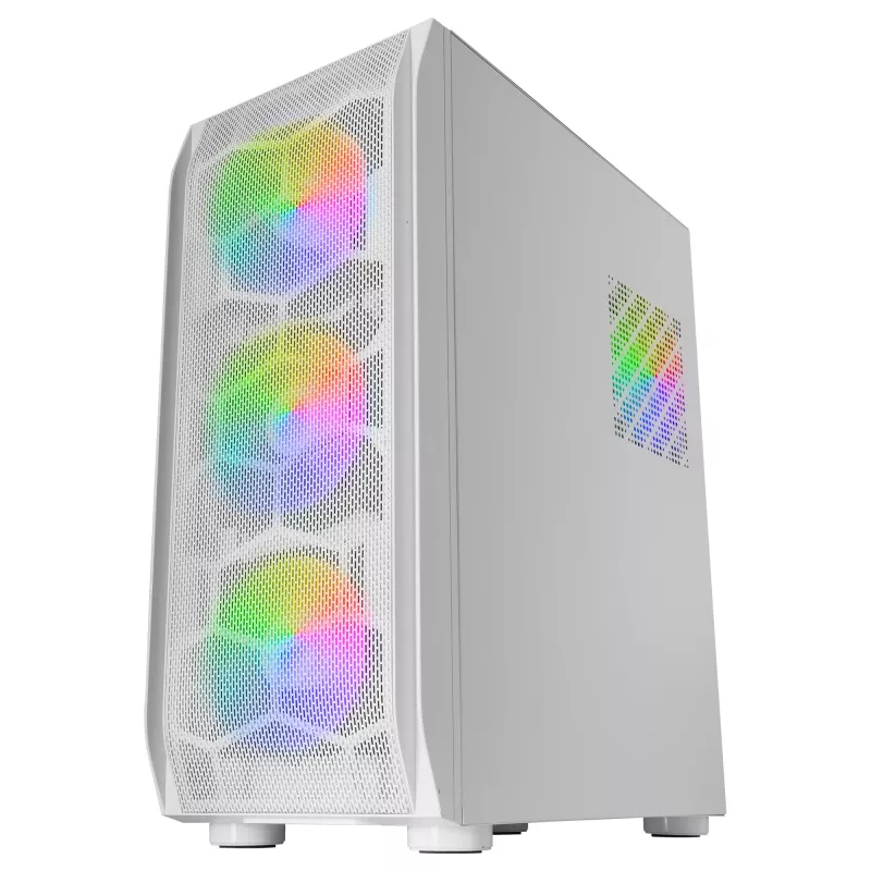 Mars Gaming MC-KX balta Premium E-ATX Gaming Tower FREEZER CPU System 5 Ultra-quiet ARGB Fans ARGB kontrolieris and RF kontrolieris Mesh Front