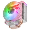 Mars Gaming MCPU-VR rozā CPU dzesētājs ar dubultu bezgalības spoguļa ARGB, 4 HCT siltuma caurulēm, 180 W TDP, īpaši klusu PWM 12 cm ventilatoru