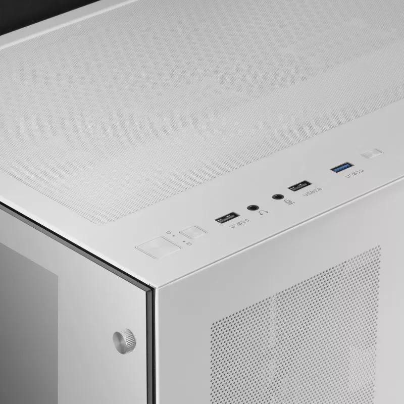 Mars Gaming MCV3 balta Custom XXL E-ATX Gaming Tower Front and Side Tempered Glass Window Dual Chamber Modular Frame