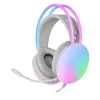 Mars Gaming MH-GLOW balta 360° Full Chroma RGB Flow galvas austiņas ar trokšņu slāpēšanas mikrofonu, ultra vieglu dizainu, atmiņas putu ausu spilventiņiem un universālu savietojamību