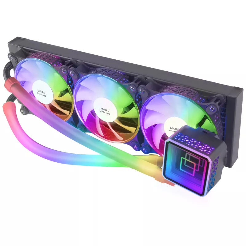 Mars Gaming ML-ULTRA360 Melns Liquid CPU Cooling TDP 650W Infinity Mirror 3 Silent FDB ARGB Fans ARGB Tubes Universal Multisocket