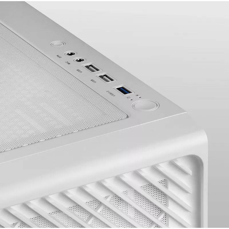 Mars Gaming MC-F balta, ATX Gaming Semitornis, pilnībā rūdīta stikla logs, metāla sieta priekšpuse, 4x 120mm ARGB ventilatori