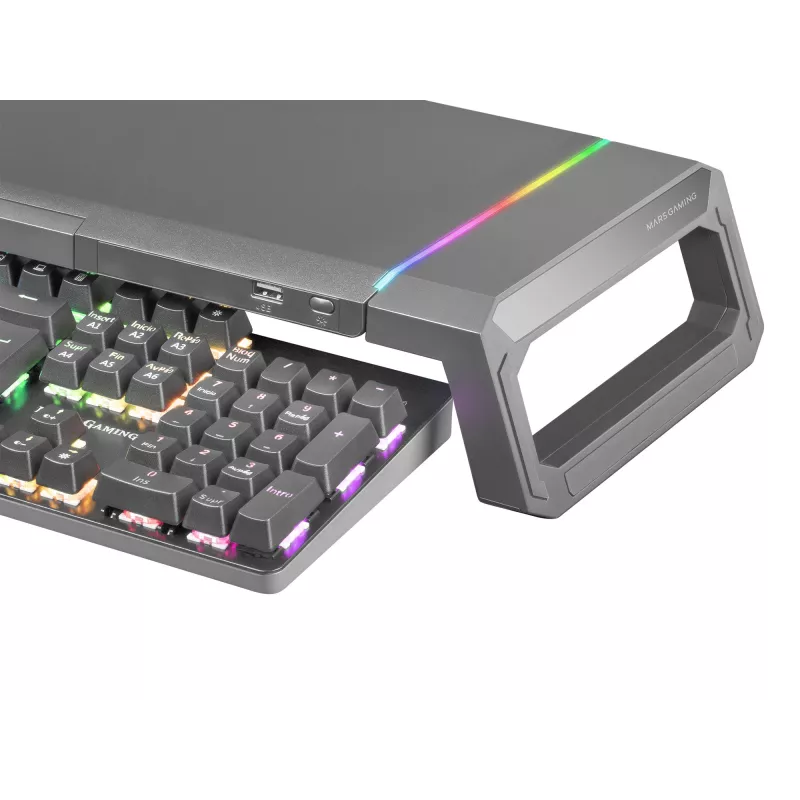 Mars Gaming MGS-ONE Melns Chroma RGB Monitora statīvs regulējama izmēra viedtālruņa un planšetdatora statīvs priekšējais USB 2.0