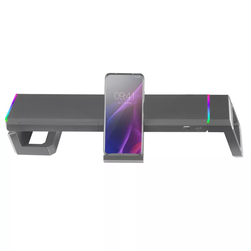 Mars Gaming MGS-ONE Melns Chroma RGB Monitora statīvs regulējama izmēra viedtālruņa un planšetdatora statīvs priekšējais USB 2.0