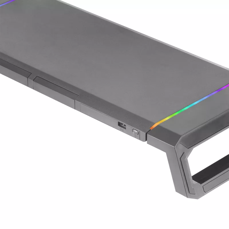 Mars Gaming MGS-ONE Melns Chroma RGB Monitora statīvs regulējama izmēra viedtālruņa un planšetdatora statīvs priekšējais USB 2.0