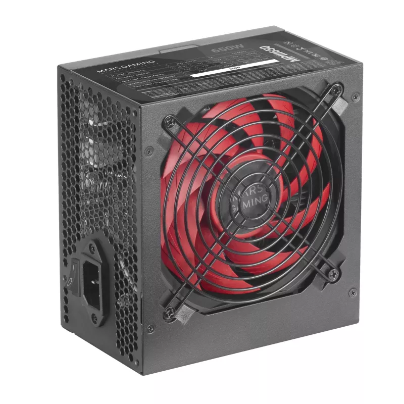 Mars Gaming MPIII650 PC ATX 650W barošanas bloks 5 gadu garantija Klusā AI-RPM tehnoloģija 85% efektivitāte Melns