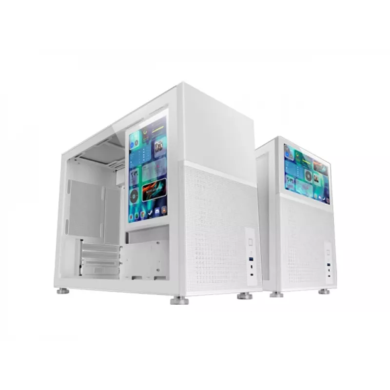 Mars Gaming MC-LCD Micro ATX mini tower korpuss ar stikla paneli, balts