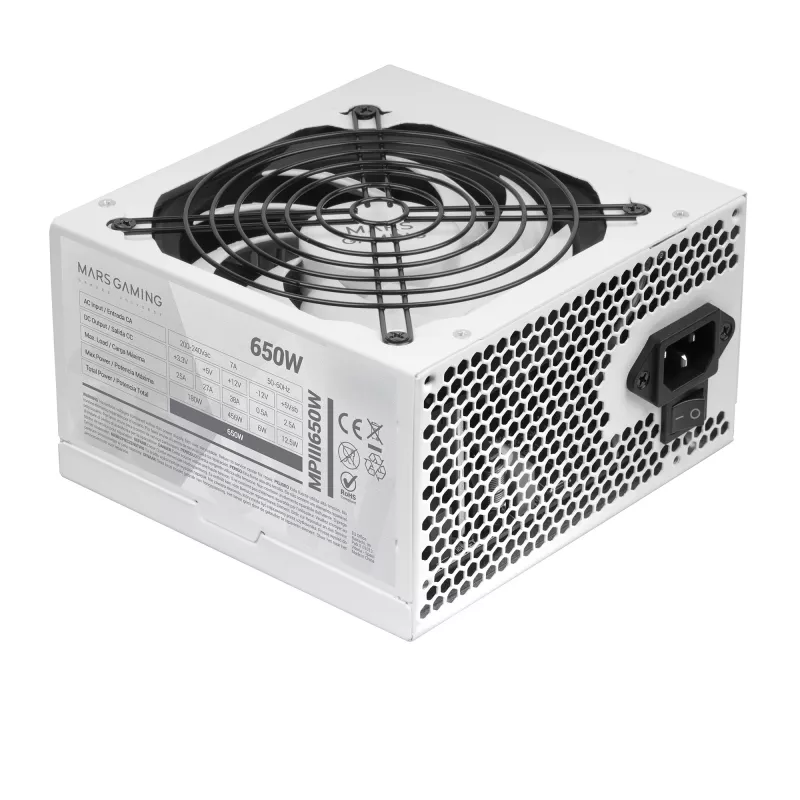 Mars Gaming MPIII650 barošanas bloks 650 W 20+4 kontaktu ATX ATX Balts