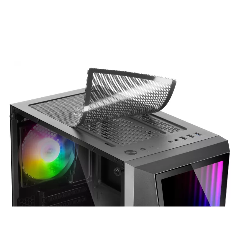 Mars Gaming MC777, ATX datora korpuss, ARGB apgaismojums, melns, PC, melns, ATX, micro ATX, Mini-ITX, zils, zaļš, sarkans, 15,8 cm, 31,8 cm