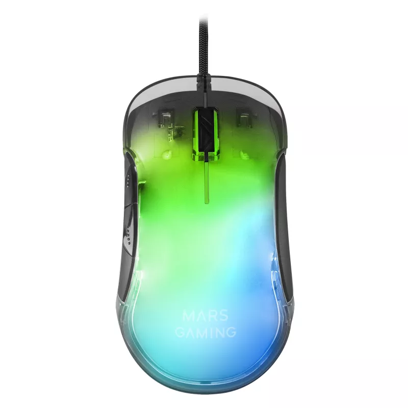 Mars Gaming MMGLOW Spēļu pele RGB Chroma-Glow spoguļa apdare 12800 DPI melna