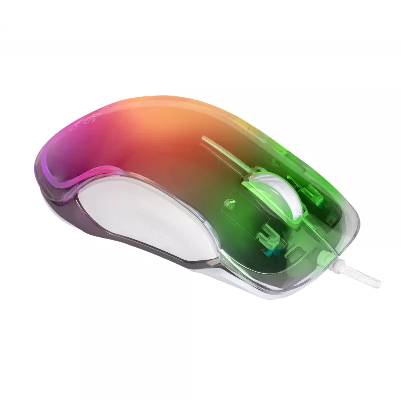 Mars Gaming MMGLOW Chroma-Glow RGB spēļu pele ar spoguļa apdari, īpaši viegla, 12800 DPI, balta