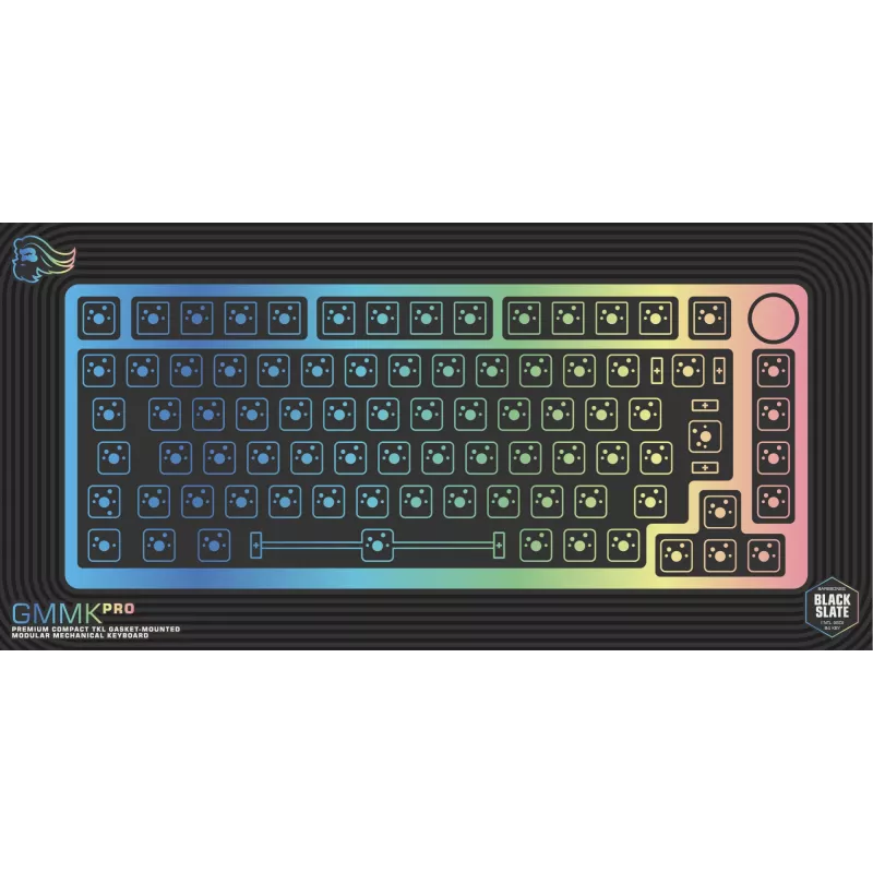 Klaviatūras pamatkonstrukcija GLORIOUS GMMK Pro — 75% alumīnija korpuss, melna, 332×135×32 mm, 1,5 kg