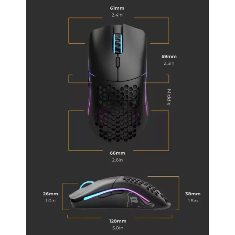 Glorious Gaming Glorious Model O Wireless - matēti melna, labroča, optiska, RF bezvadu, 19000 DPI, 1 ms, melna