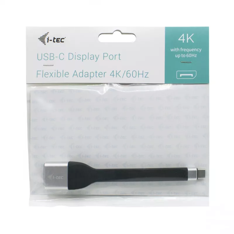 ITEC USB-C uz DisplayPort adapteris i-tec USB-C plakans DP Adapter 4K/60Hz, 0,11 m kabelis, melns