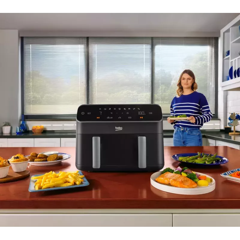 Karstā gaisa fritētājs BEKO FRL3374B 7,6 L 1750 W melns, skārienjutīga vadība, 9 programmas, 35–200 °C