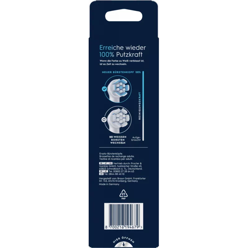 Oral-B zobu birstes galviņa 6 gab. Balta