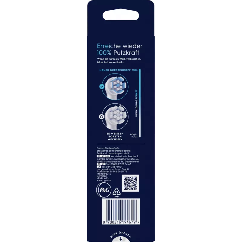 Oral-B zobu birstes galviņa 6 gab. Balta