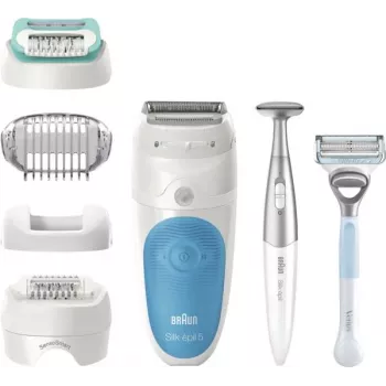 Braun Silk-épil 5 810 + Gillette Venus Trimmer 28 pincetes zila, balta