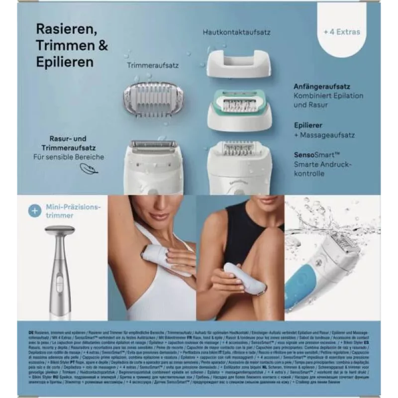 Braun Silk-épil 5 810 + Gillette Venus Trimmer 28 pincetes zila, balta