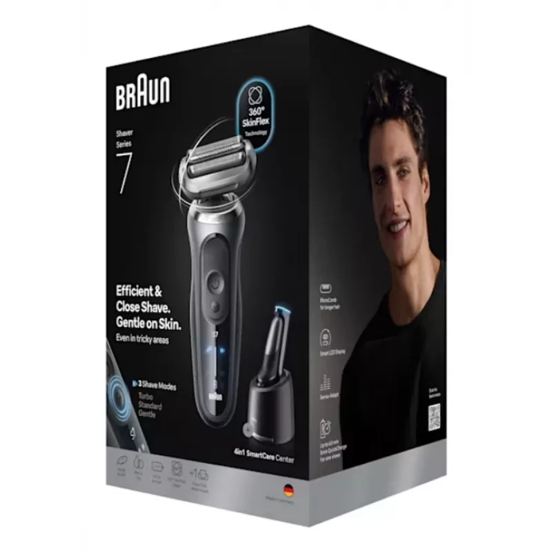 Folijas skuveklis Braun Series 7 72-C7200CC melns nerūsējošais tērauds litija jonu