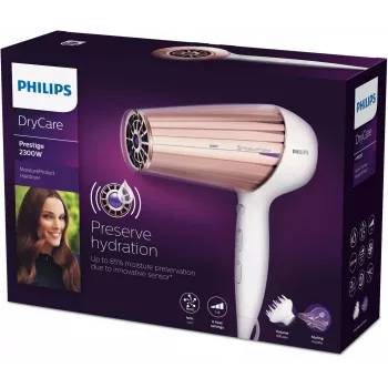 Philips MoistureProtect Sensor matu žāvētājs HP8280/00 — 2300 W, līdzstrāvas motors, 6 ātrumi, jonu funkcija, aukstā gaisa padeve, violeta/balta