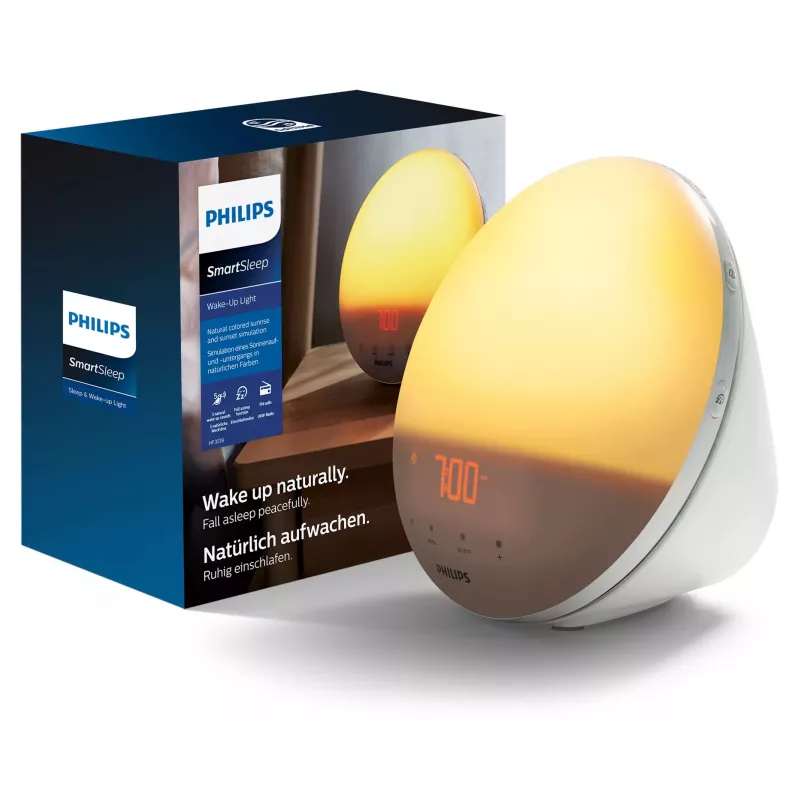 Pamošanās gaisma Philips SmartSleep HF3531/01 — LED saullēkta modinātājs, 300 lx, 7 skaņas, 9 min atlikšana