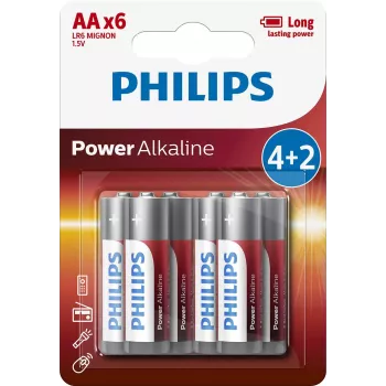 Vienreizlietojama baterija Philips Power Alkaline baterija LR6P6BP/10
