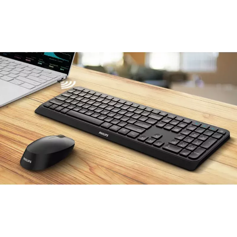 Philips 6000 sērija SPT6607B/31 tastatūra ar peli iekļauta Universāla RF bezvadu + Bluetooth Melna